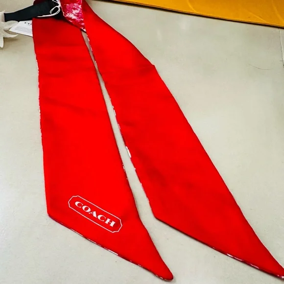 Coach Red and Pink Floral Scarf - Picture 4 of 6